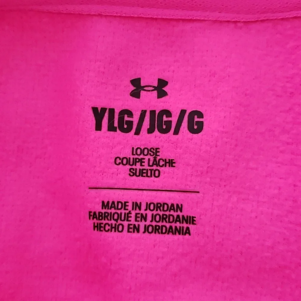Hot Pink Under Armour LooseFit Hoodie with Shiny Holographic Logo Youth Sz L